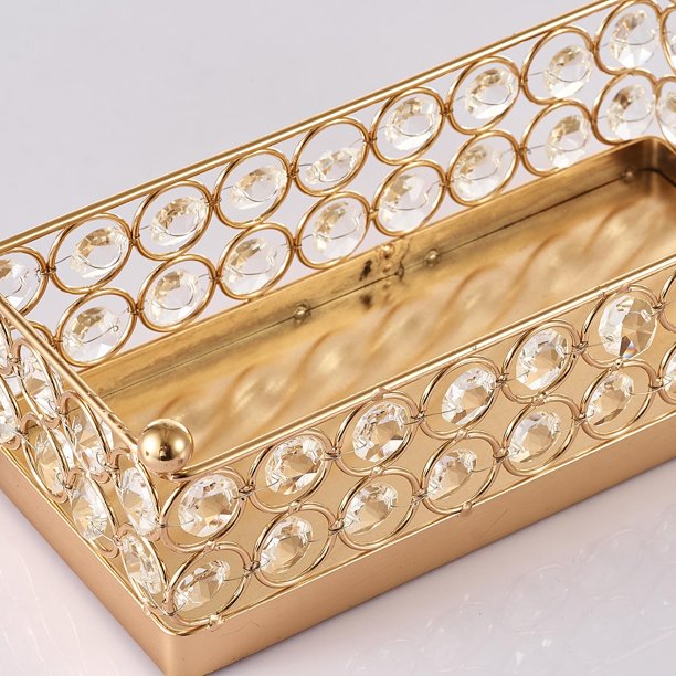 Soporte de tarta de Cristal Metálico, Tono de Oro Brillante