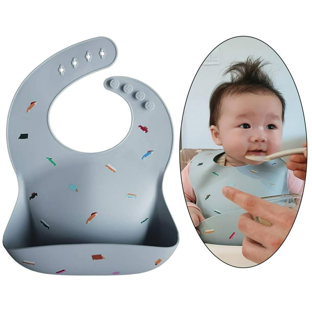 Babero ajustable impermeable para bebé con bolsillo para recoger migas,  juego de babero de plástico sin mangas para comer y destete (4 paquetes,  6-36 meses) : : Bebé