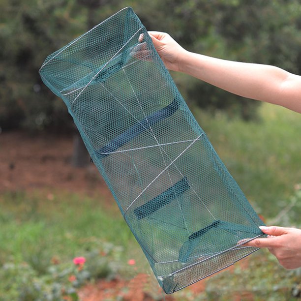 Red de pesca portátiljaula de malla para camarones y pecestrampa