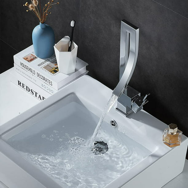 Grifo para lavabo de baño, diseño moderno y elegante, grifo mezclador para  lavabo de latón negro, giratorio de 360 °, agua caliente y fría disponible,  válvula de cerámica Ormromra Llaves Grifos y