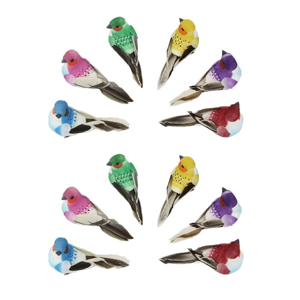 12 Piezas De Pajaritos Decorativos Falsos Artificiales Para Manualidades  Jardín, Con Pies Para Un Fácil Acoplamiento En Sharpla Pájaros de plumas de  espuma artificial