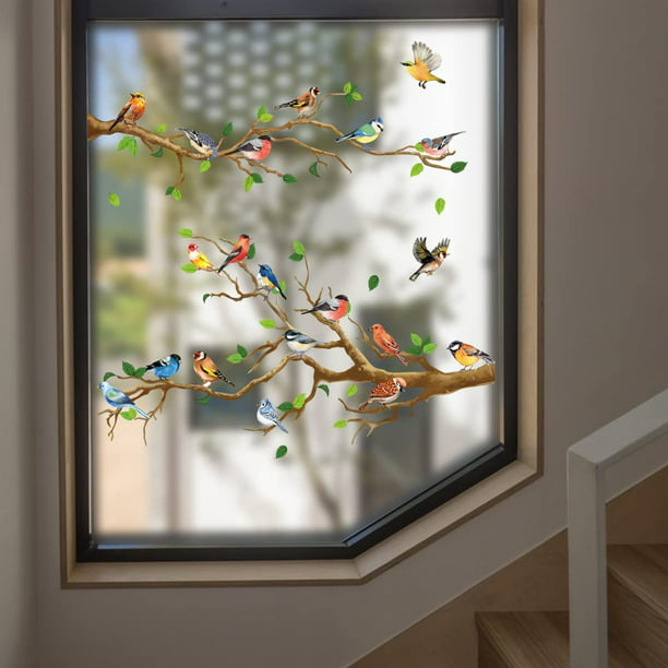 Vinilo decorativo rama de árbol flores pájaros, vinilo adhesivo pared TUNC  Sencillez