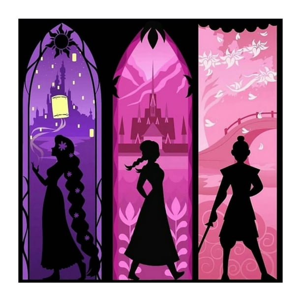 Cuadros Decorativos Disney princesa silueta 5D DIY diamante pintura Kits  completo cuadrado taladro decoración Tmvgtek embutido en tela