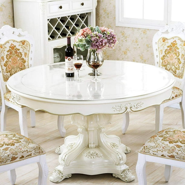 Protector redondo de plástico transparente para mesa, cubierta de muebles  de mármol de madera, cubierta de muebles de vinilo, impermeable, lavable,  de