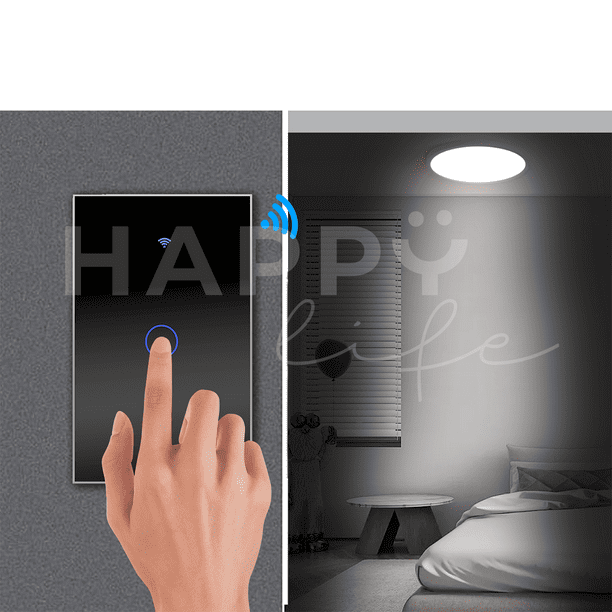 Interruptor inteligente wifi Sin Neutro con capacitor (1 via) apagadores  inteligentes de pared c/ panel táctil, control remoto x App, compatible con  Alexa, Google home y Smart life (2.4WiFi) Happy Life Interruptor