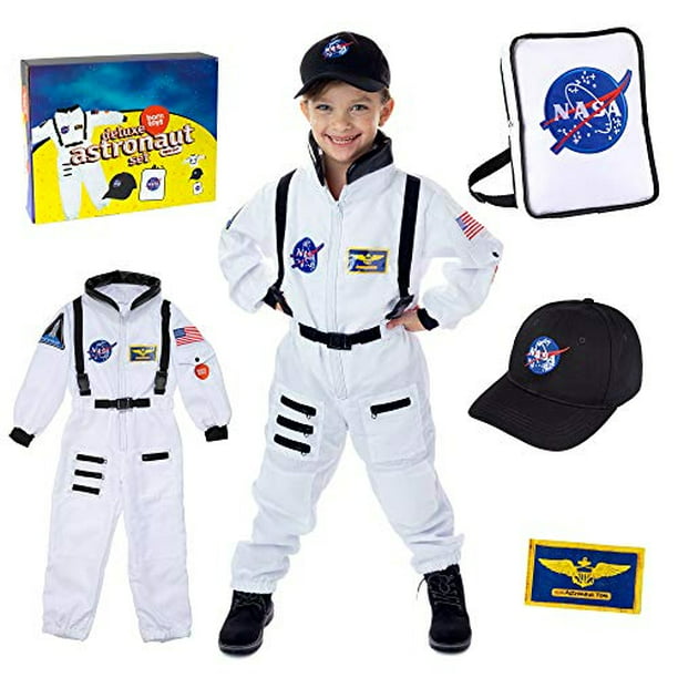  Spooktacular Creations Disfraz de astronauta para niños, casco  de astronauta, traje espacial, disfraz de Halloween para niños y niñas,  Blanco : Ropa, Zapatos y Joyería