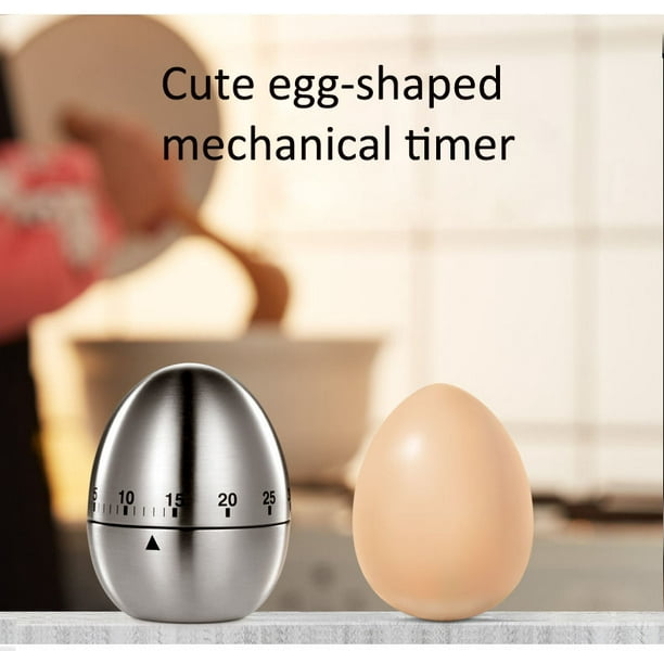Temporizador de cocina de 60 minutos, temporizador de cocina mecánico en  forma de huevo de acero inoxidable, recordatorio manual de cuenta  regresiva