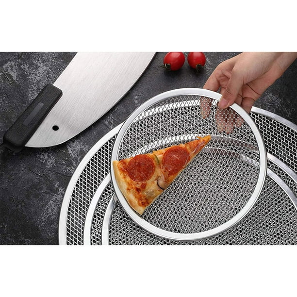  Luxshiny Pizza Steel Pizza Steel 2pcs Pantalla de aluminio para  hornear pizza malla bandeja de pizza Junta sin costuras redonda  antiadherente Pan de pizza Horno para hornear Pizza Utensilios para 