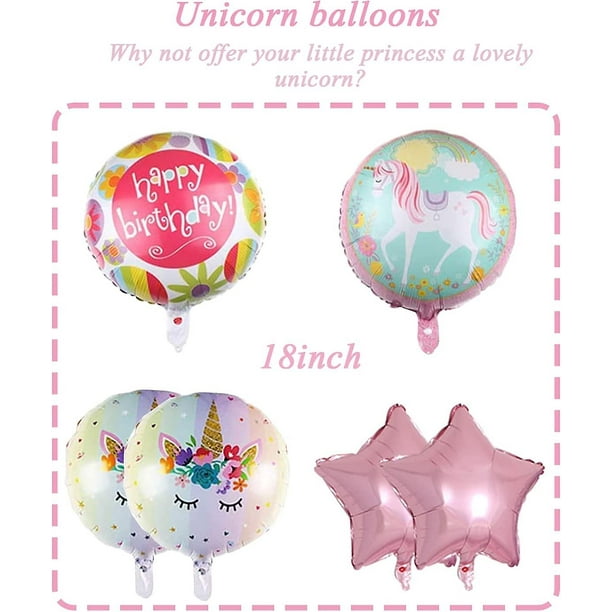 Decoracion De Unicornio Globos Cumpleaños Fiestas Para Niña 1 Año