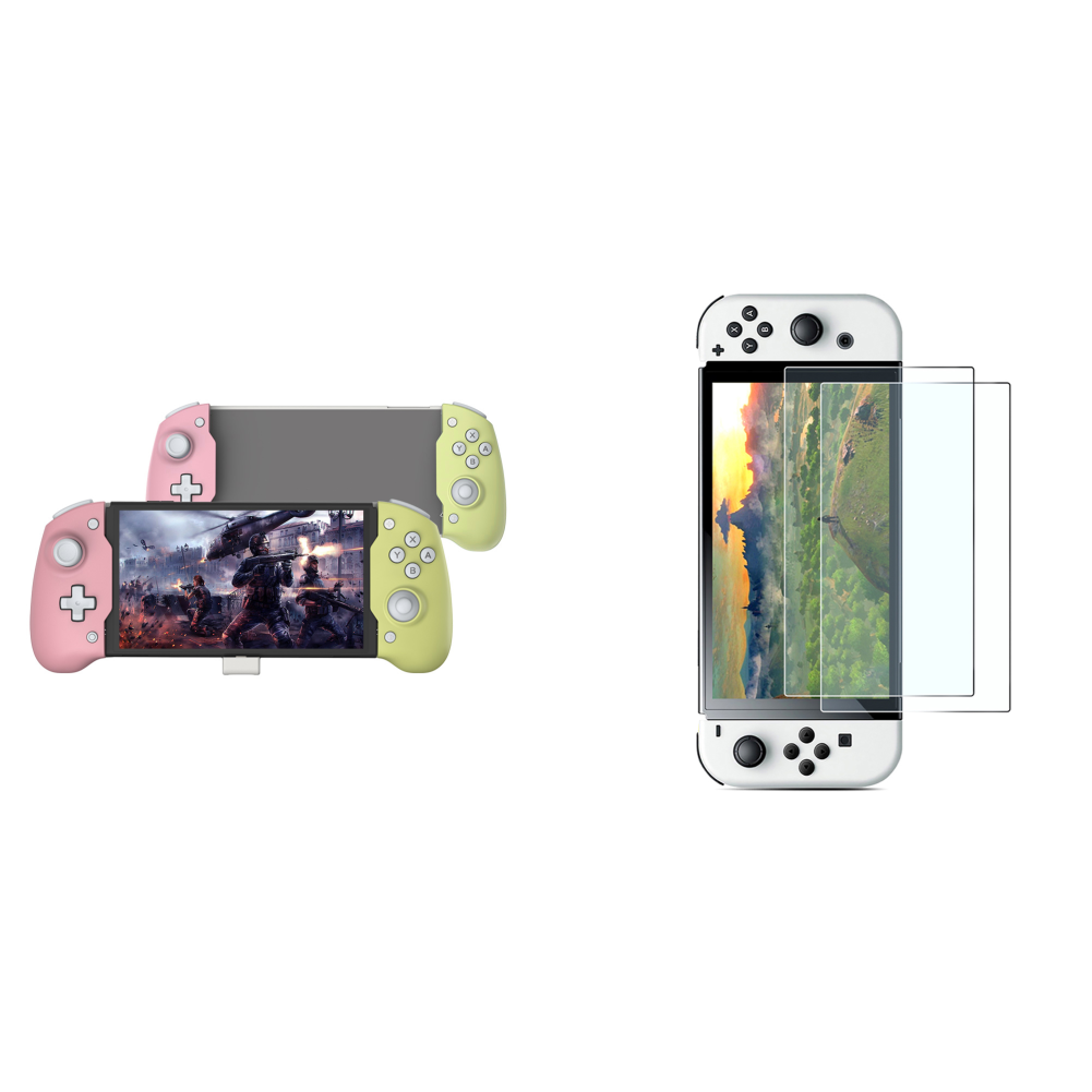 [Rosa amarillo] Adecuado para consola juegos Switch OLED Controlador ...