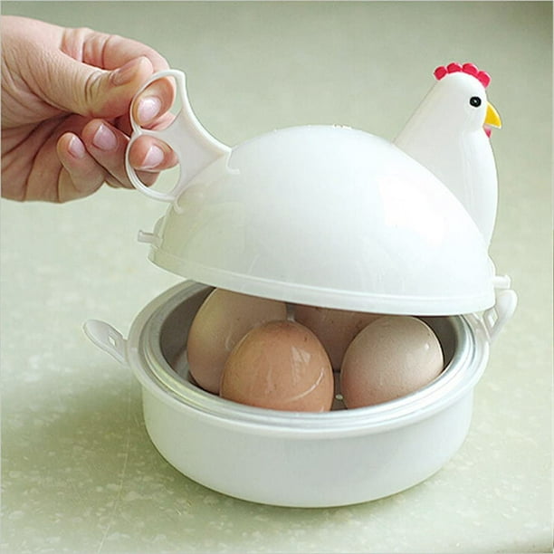 Hervidor de huevos, cocedor de huevos para microondas, cocedor eléctrico de  4 huevos con accesorio de vapor, cocedor de huevos en forma de pollo para  cocina casera