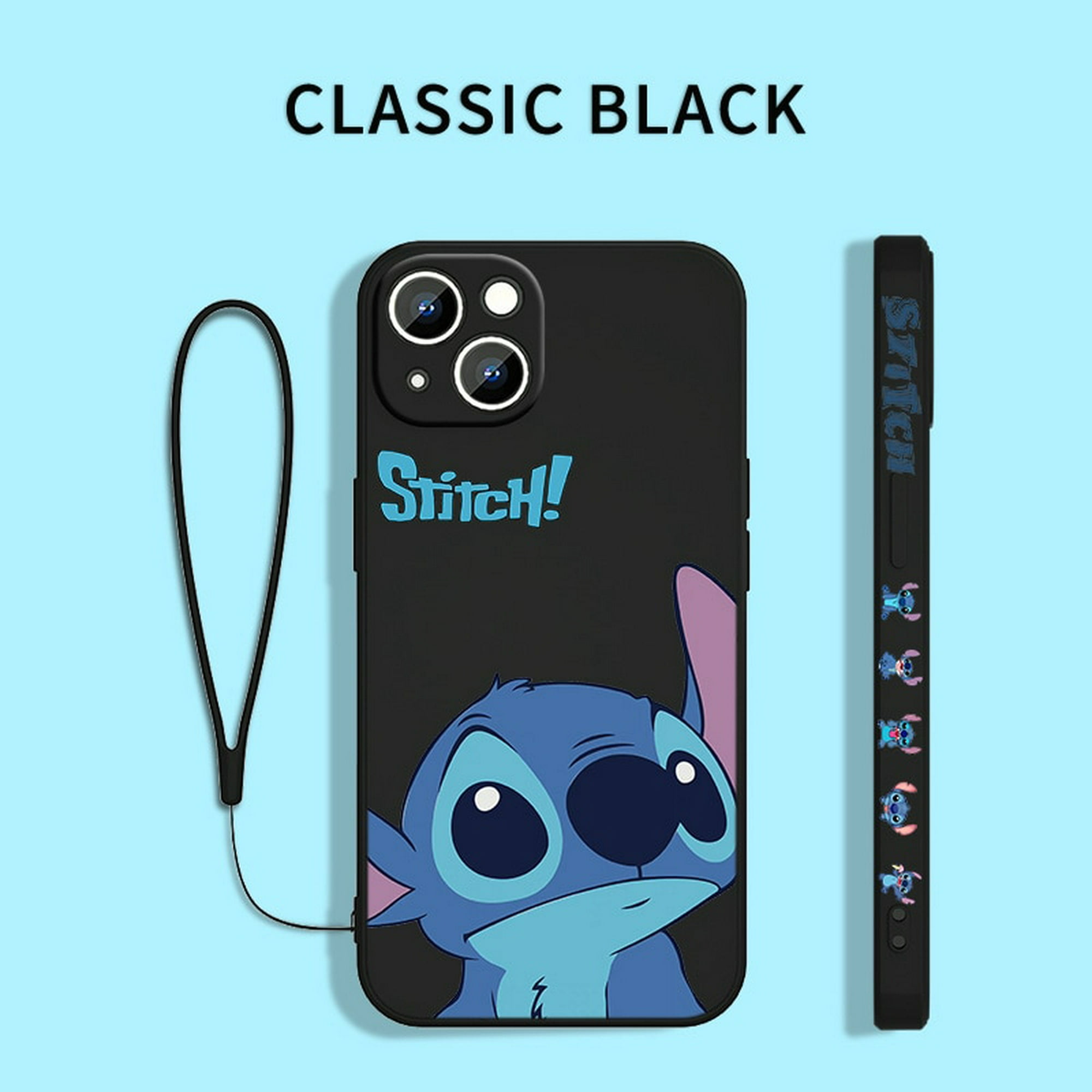 Funda Stitch The Baby Disney para Apple iPhone 14 13 12 11 Pro Max mini XS  XR X 8 7 6S 6 Plus, funda líquida para teléfono con cuerda izquierda Tan  Jianjun unisex