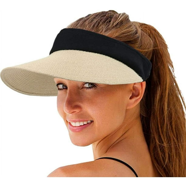 Sombreros para el sol plegables, sombreros de paja blancos de ala ancha de  verano, sombreros grandes para el sol para mujer, protección UV, sombreros