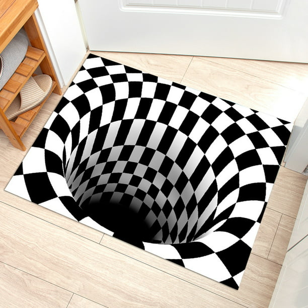 Alfombra de ilusión de vórtice 3D, felpudo para puerta de entrada