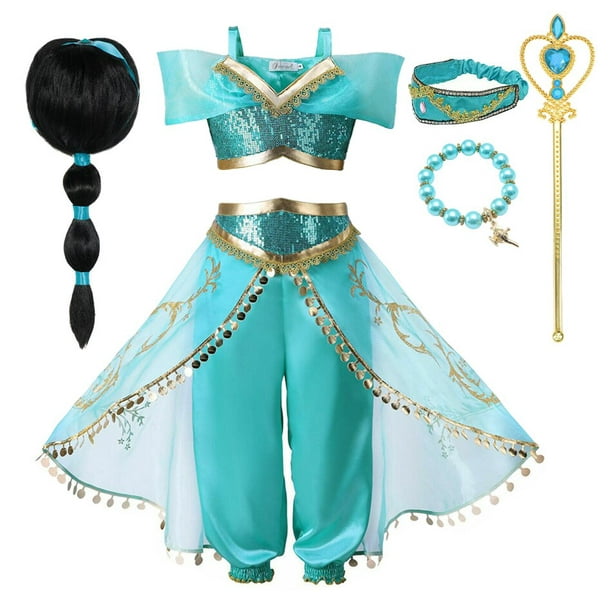 Disfraz de princesa Jasmine de Aladdin, disfraz de carnaval