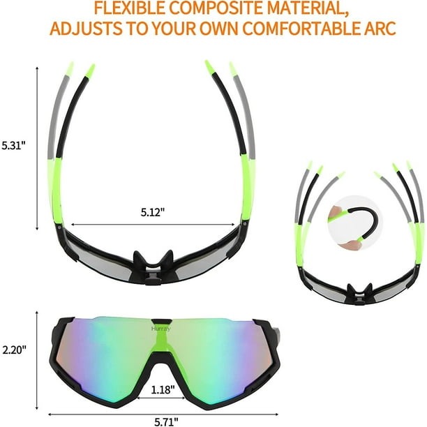 Gafas Ciclismo Hombre Mujer Protección Uv Poc + 4 Lentes Negro+Verde