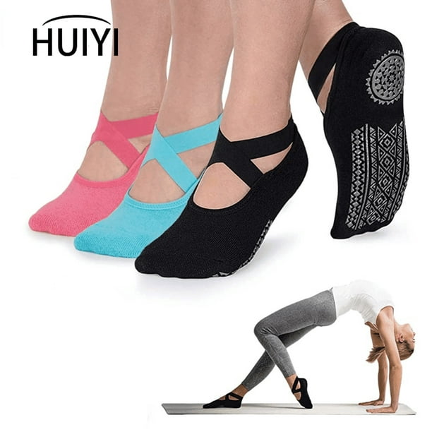 Calcetines de yoga para mujer con empuñaduras antideslizantes y