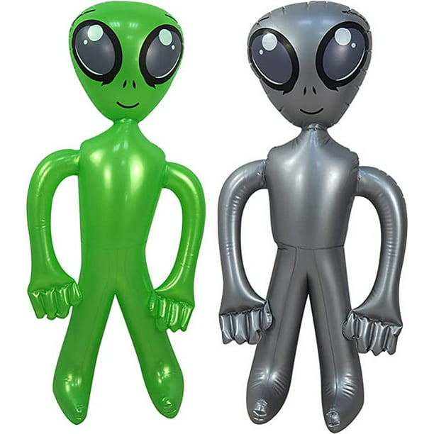 2 globos alienígenas verdes inflables extraterrestres Jumbo Alien inflan  juguete para decoraciones de fiesta, cumpleaños, Halloween, fiesta temática  extraterrestre JM