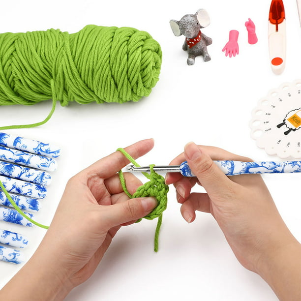 Gancho De Crochet 8 Uds suéter tejido mango de plástico ganchos de  ganchillo de aluminio agujas de tejer hilo Likrtyny Libre de BPA