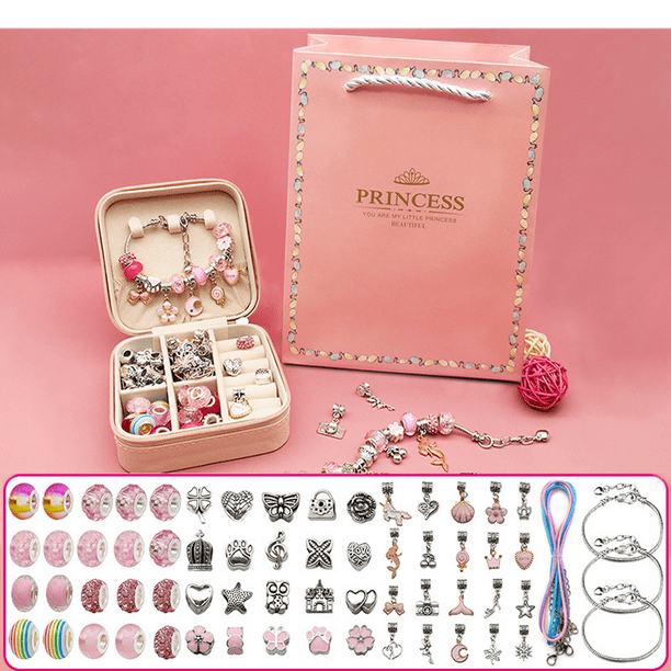 3 pulseras de cuentas hechas a mano para niños, regalos de cumpleaños,  conjunto de joyería creativa para niñas de 6 a 12 años, caja de regalo