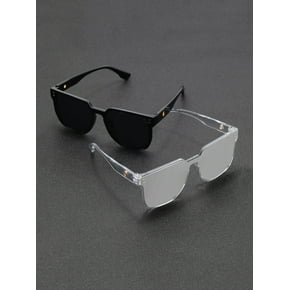 2pairs Black &amp; Liquid Silver Color Combination One-piece Geometric Cutout Temple Casual Fashion Sunglasses