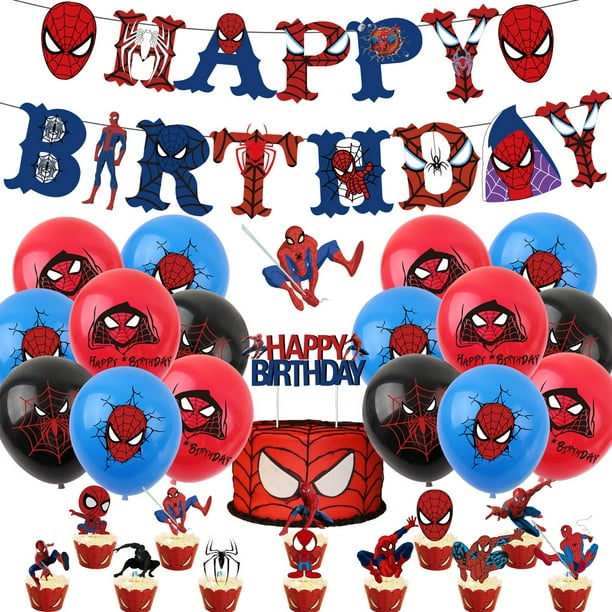 Banner para fiesta de cumpleaños con tema de Spiderman para niños