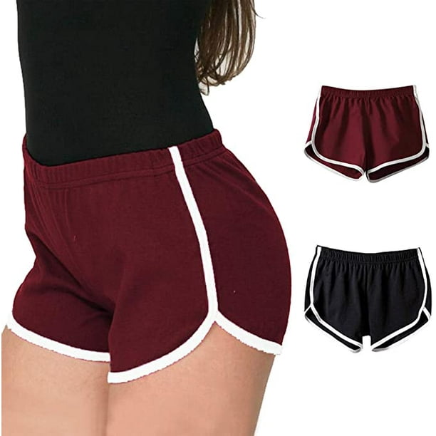 piezas de pantalones cortos deportivos para mujer, pantalones cortos retro,  pantalones cortos de yoga activos con bordes de colores Sincero Hogar