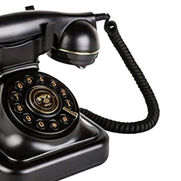 Peohud Teléfono fijo retro, teléfono de escritorio clásico con cable,  teléfono vintage con botón de marcación antiguo con función de