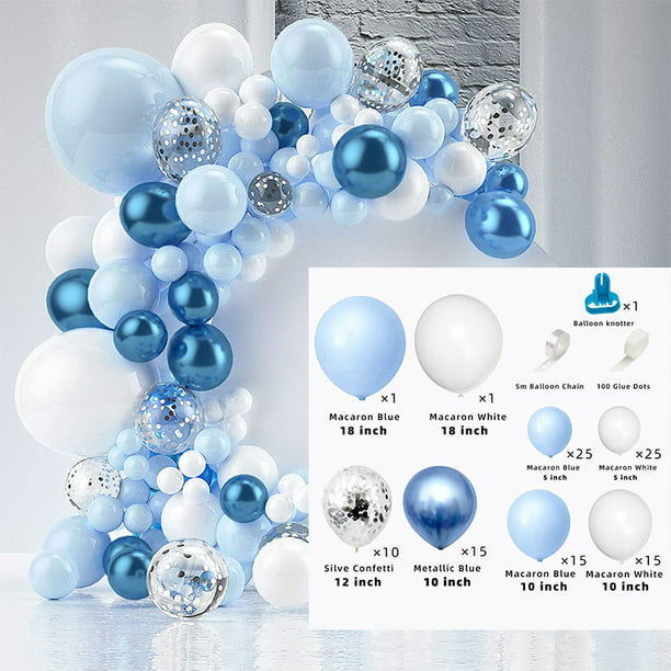 Kit de arco de guirnalda de 123 globos de puntada, incluye globos azules y  morados, globos de Mylar de aluminio de puntada para niños, suministros de