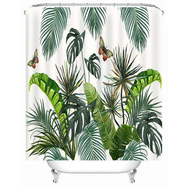 Cortina baño Jungle verde poliéster 180x200 cm