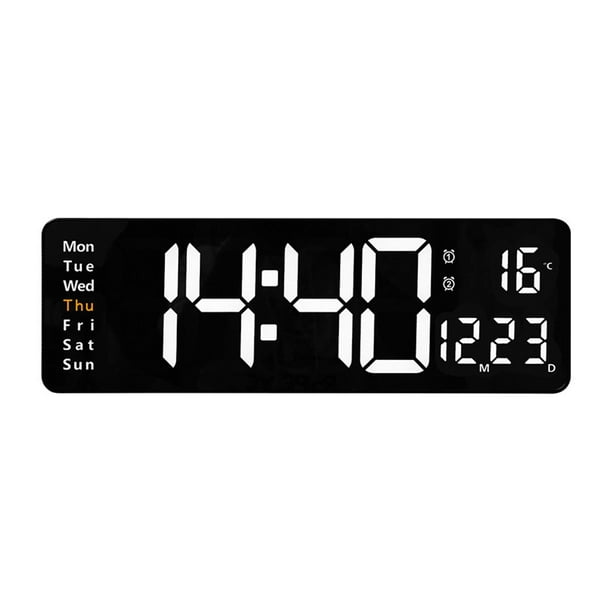 Reloj de pared LED de diseño moderno, reloj colgante Digital con pantalla  de temperatura, fecha y