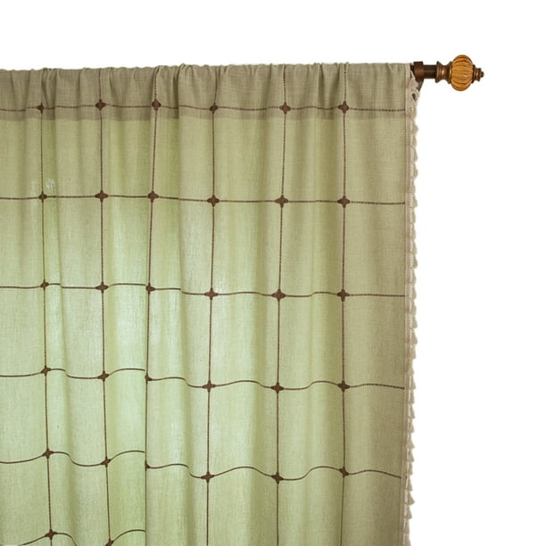 Cortina oscura de lino de algodón a cuadros bordada, cortina semiopaca de  granja Vhermosa BST3010994-4