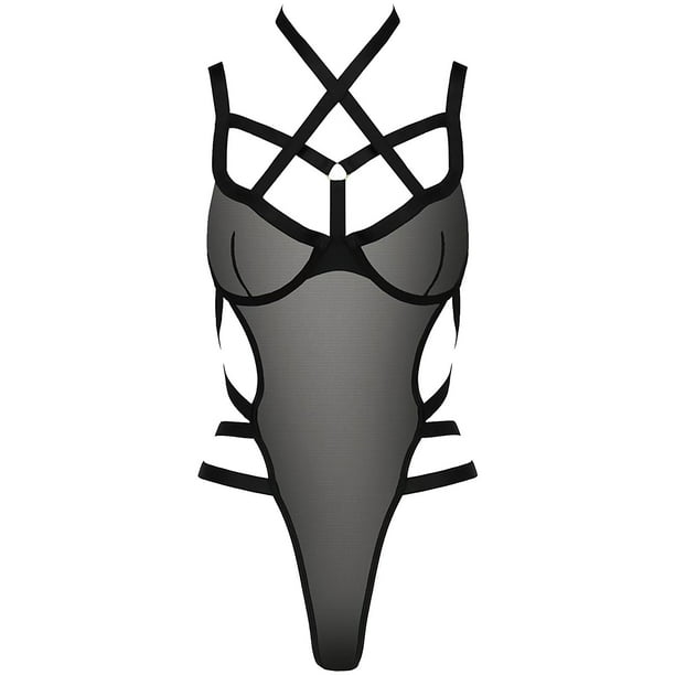 Gibobby Camiseta interior de diamante de rejilla calada sexy para mujer(Negro,G)  Gibobby
