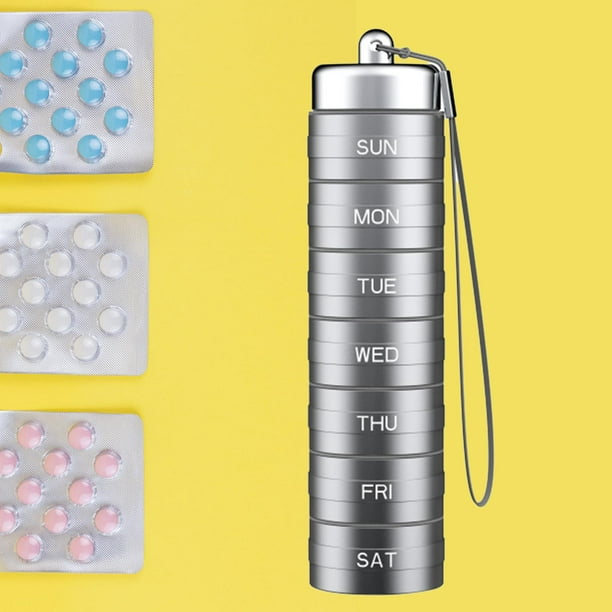 Organizador semanal de píldoras, (paquete de 2) planificadores de píldoras  para píldoras y vitaminas cada día a la semana, recordatorio de