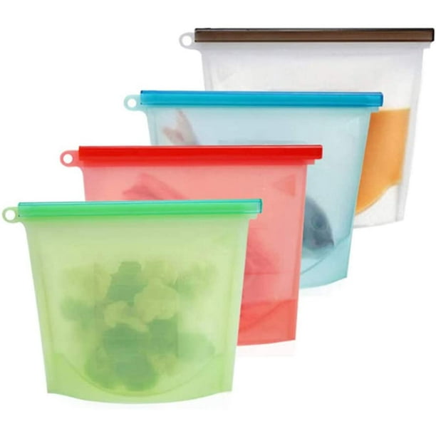 Bolsas reutilizables de silicona para almacenamiento de alimentos, a prueba  de fugas, reutilizables para congelador, bolsas de aperitivos