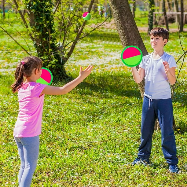 Juego de juguetes para niños al aire libre, juego de pelota para lanzar y  atrapar, juegos de patio exterior para niños con 6 paletas, juego de paleta  de 3 pelotas, juegos de