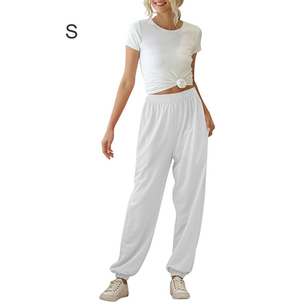 Sonducket Pantalones de mujer de yoga elásticos de cintura alta de chándal deportivos de blanco, M Prendas para la parte inferior del cuerpo Blanco S Sonducket | Walmart