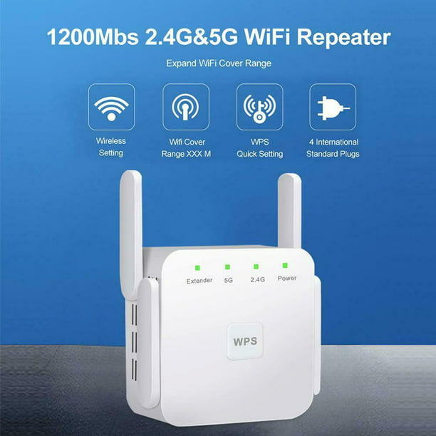 Repetidor WiFi – Amplificador de rango WiFi de 1200 Mbps, Amplificador de  señal inalámbrico, Amplificador de doble banda 2.4G y 5G, 4 antenas de