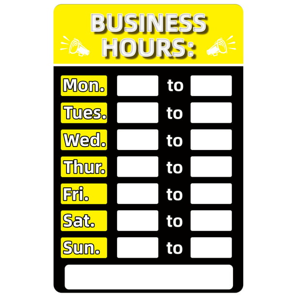 Decorativa Letrero de horario comercial Letreros de horas de operación ventana / puerta Tmvgtek Decoración hogareña | Walmart en línea