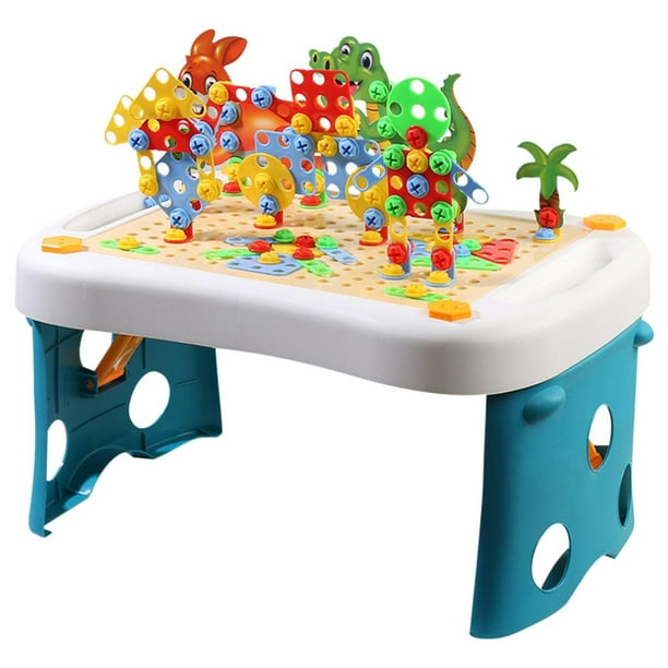Juego de apilamiento Montessori juguetes con taladros juguetes educativos  creativos 3D rompecabezas mosaico juego caja de herramientas para niños 3 4