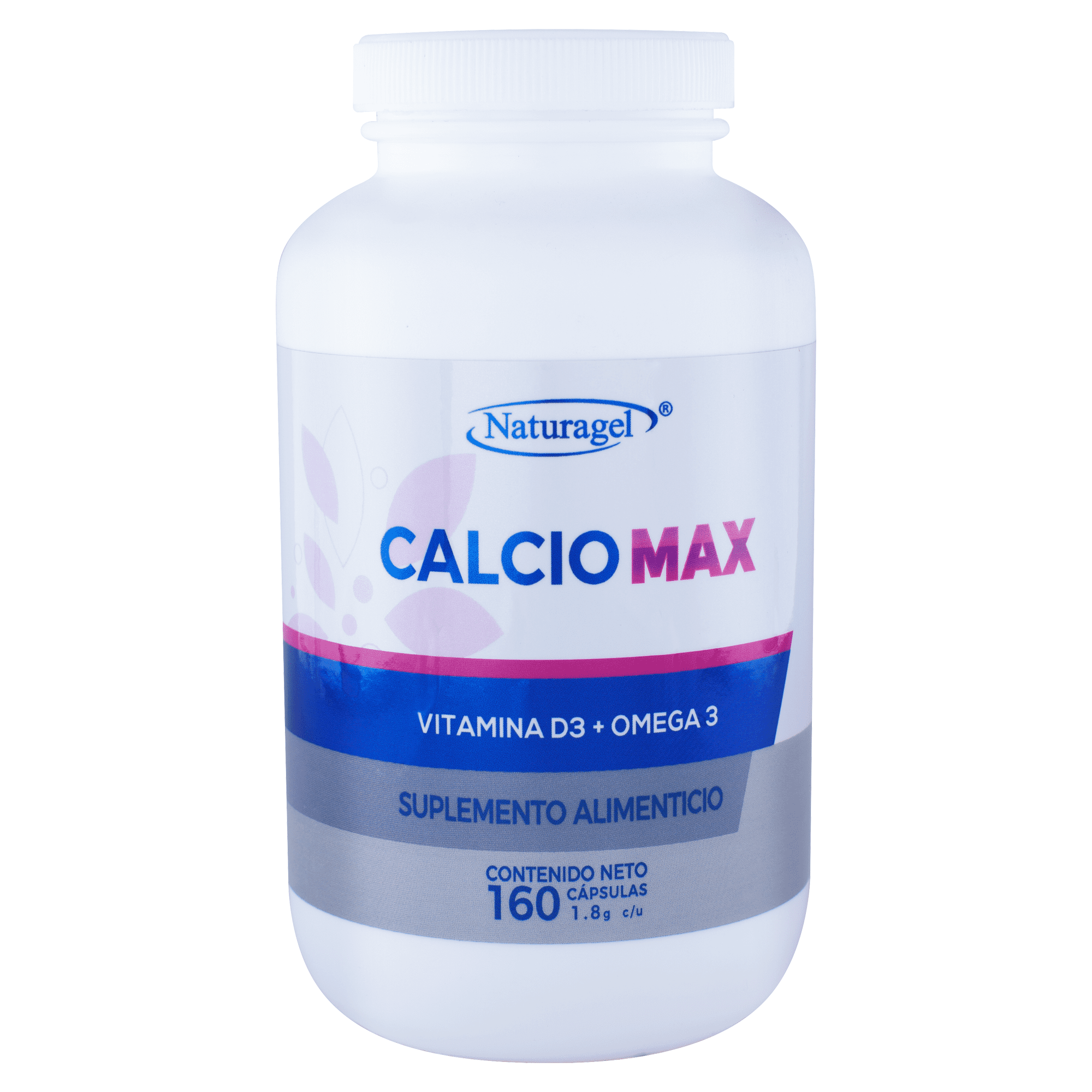 Calcio max | calcio con vitamina d3 y omega 3 | 160 tabletas de 1,800 mg | naturagel