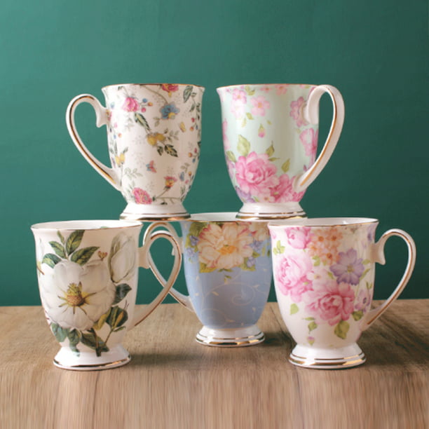  Tazas de café de cerámica para restaurante, taza de café en la  tarde, té de flores, para el hogar, pequeña taza de leche de lujo, elegante taza  de té con personalidad