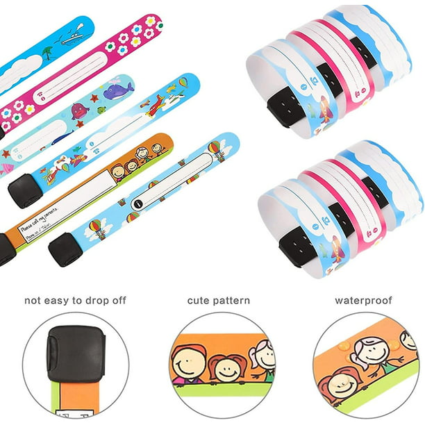  14 pulseras de identificación de seguridad para niños,  reutilizables, impermeables, para niños y niñas (estilo genial) : Productos  de Oficina