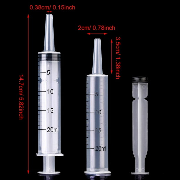 Jeringa de 11.8 fl oz con adaptador, jeringa grande de plástico sin aguja  para suministros de laboratorio científico, jeringa de alimentación de