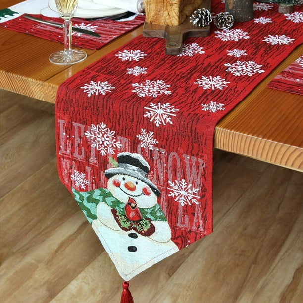 Camino de mesa decoración de mesa de comedor de piel sintética blanca leche  para invierno hogar fiesta tocador cumpleaños Navidad Acción de Gracias –  Yaxa Colombia