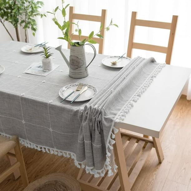 Mantel desechable para mesa rectangular, mantel de papel gris similar al  lino para mesa de comedor, fiesta, boda o evento, 55 pulgadas de ancho x 80