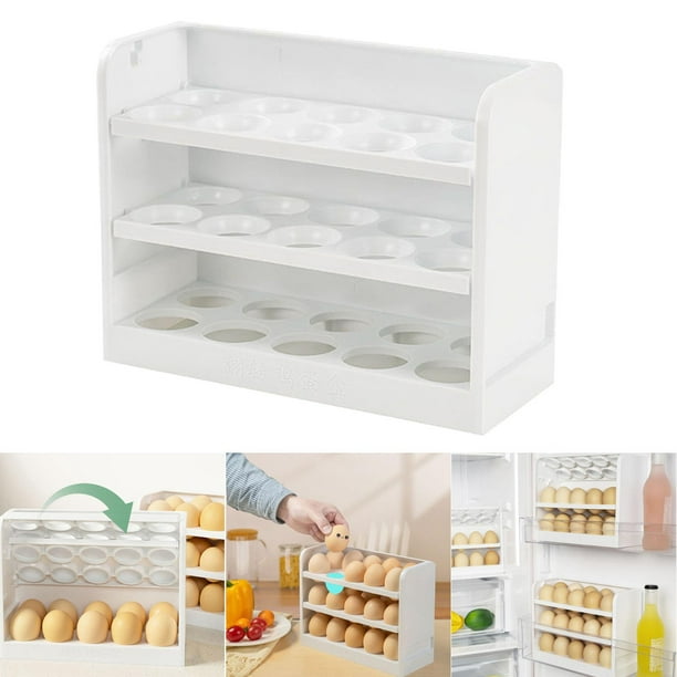 1 pieza ampliable refrigerador Estante de almacenaje con cajón Divisor ,  Soporte de huevo para nevera organización, Moda de Mujer