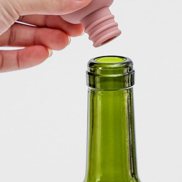 ERHIRY Juego de 2 tapones de vino – Tapón de botella de vino de acero  inoxidable con sello de silicona, conservador de bebidas reutilizable
