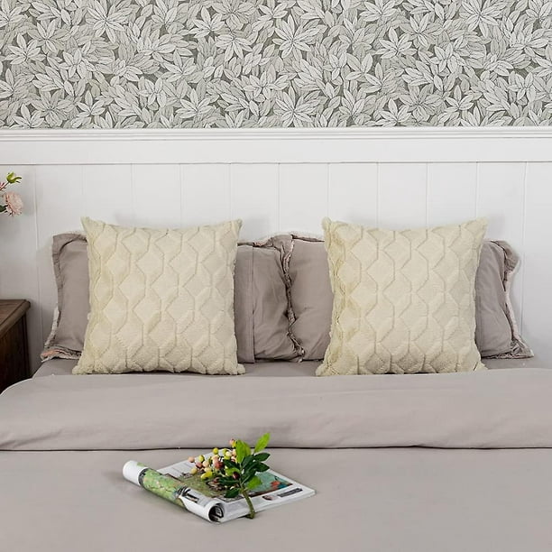 Juego de 2 fundas de cojines cuadrados para cama, sofá, decoración de  coche, moderno, minimalista, cuero 40 x 40 cm (beige) TUNC Sencillez