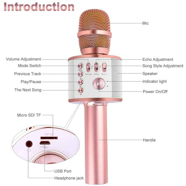 Micrófono Inalámbrico Bluetooth Karaoke USB MicroSD Altavoces